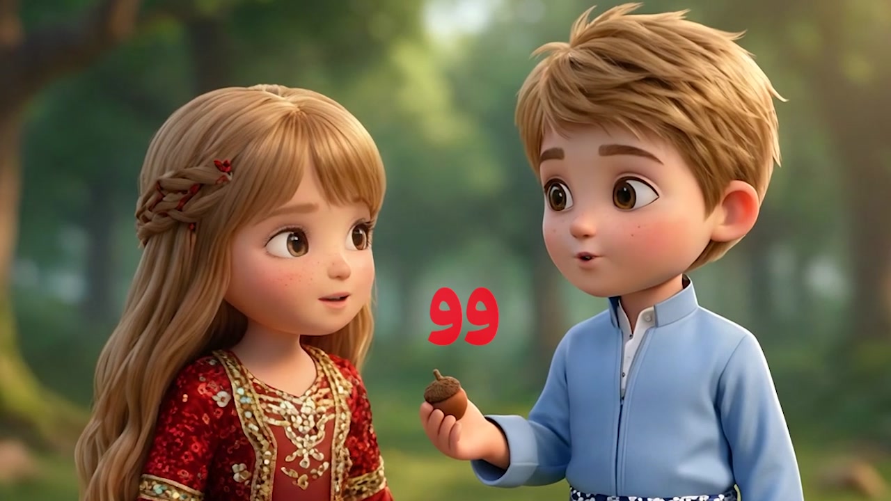 The Kurdish letter وو shown clearly in the alphabet lesson
