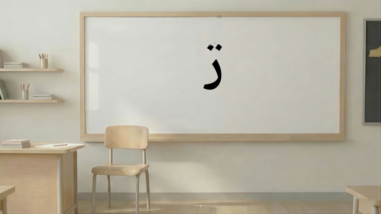 The Kurdish letter ژ shown clearly in the alphabet lesson