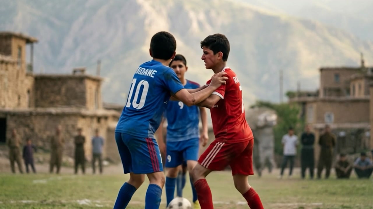 Players in the AI-produced football teamwork film